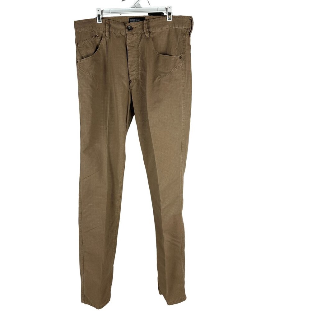 William Rast Mens Size 34 x 34 Khaki Button-Fly Cotton Pants